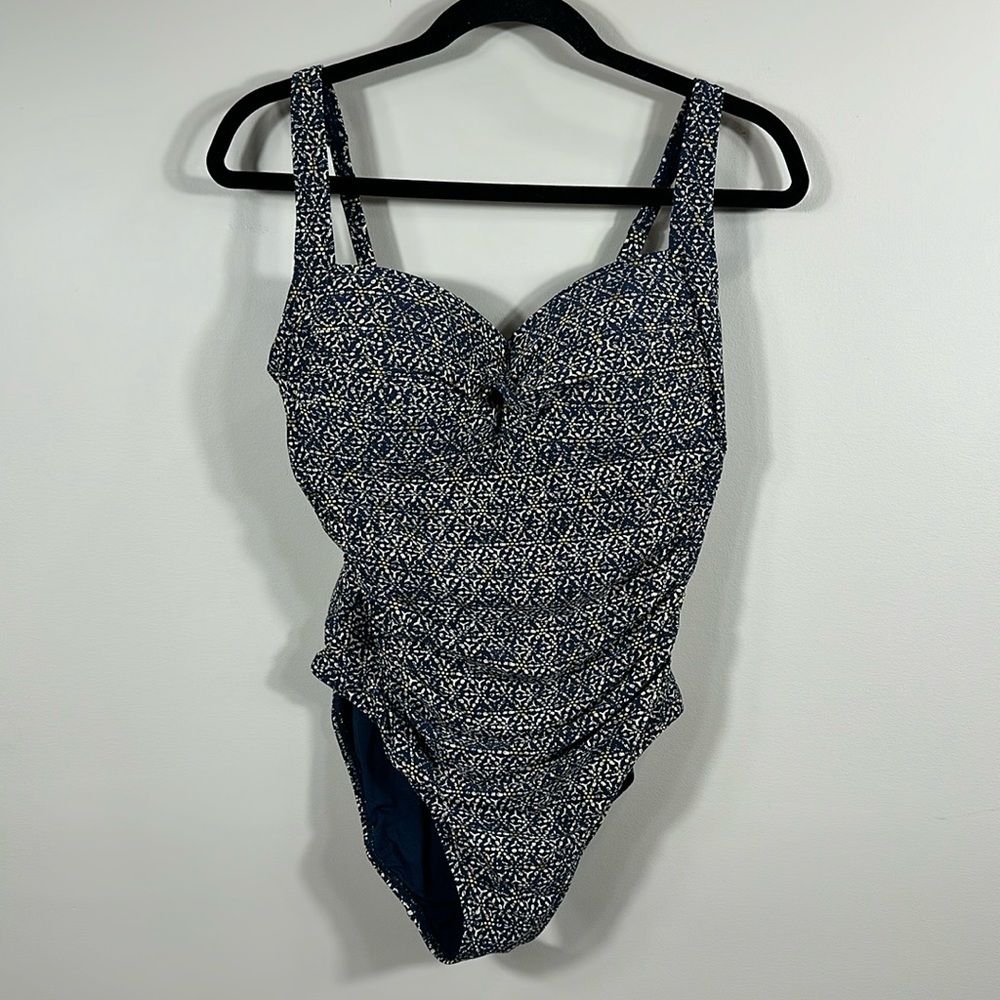 Bond-Eye Australia One Piece Swimsuit Blue Gold Size 10 D/Dd